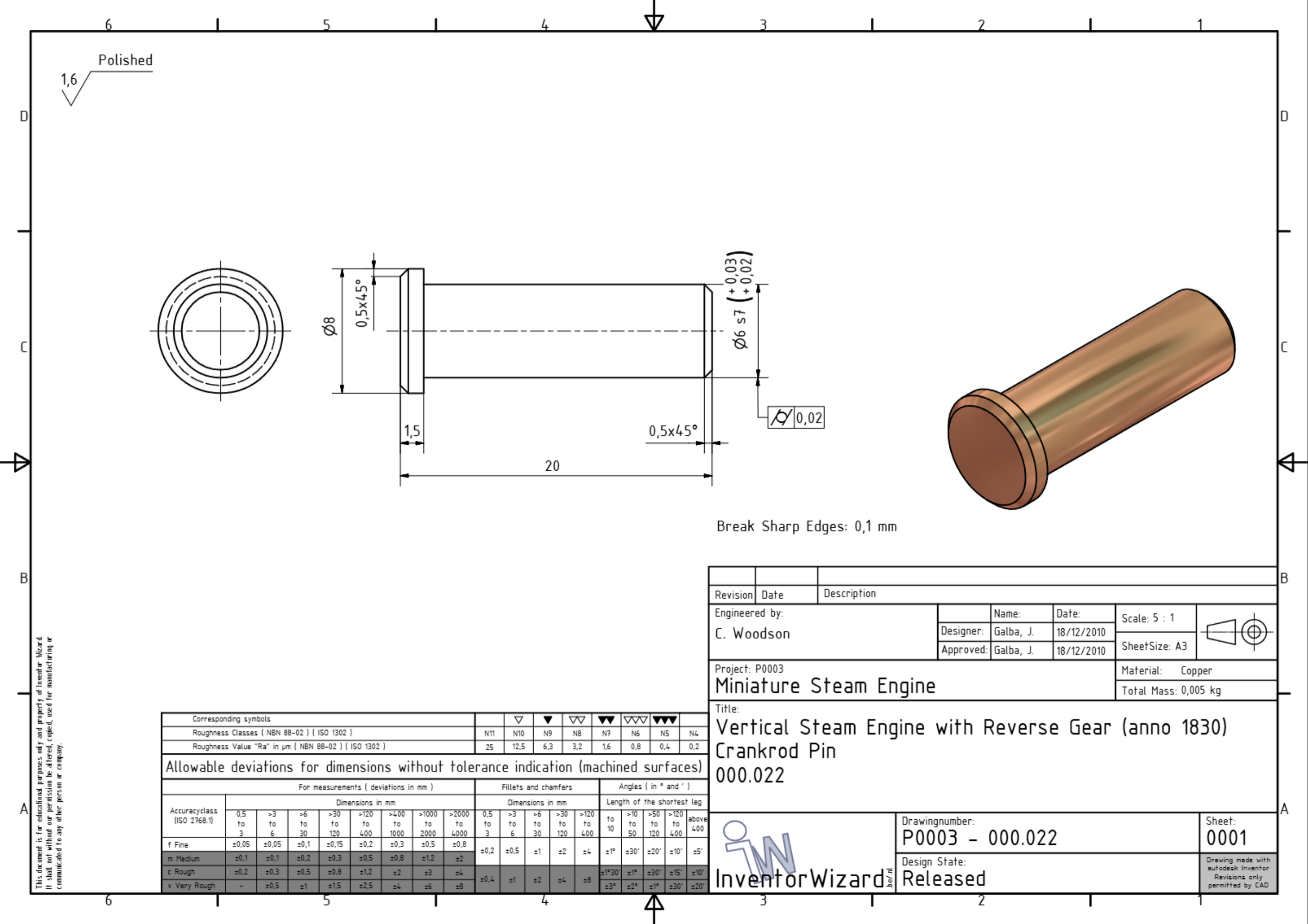 Original engineering drawing